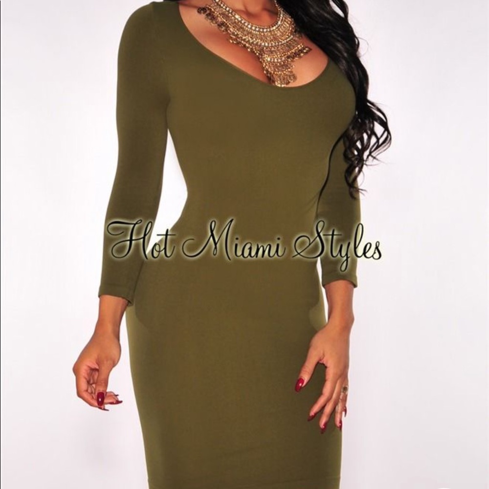 Hot Miami Styles Seamless Perfect Fit Dress Olive